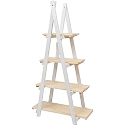 Estanteria Abedul thesecrethome.es - Estantería de Madera - Estantería Tipo Escalera con 3 o 4 Baldas - Estantería de pie para almacenaje - Decoración Salón, Dormitorio, Despacho (4 baldas, Blanco/Natural)