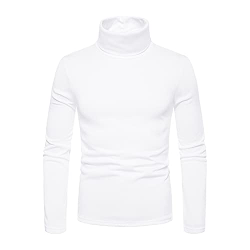 JEsilunmaMY Men's Turtleneck Sweatshirt Long Sleeve Fleece Casual Pullover Tops Solid Color Slimming Knitted Basic T-Shirt