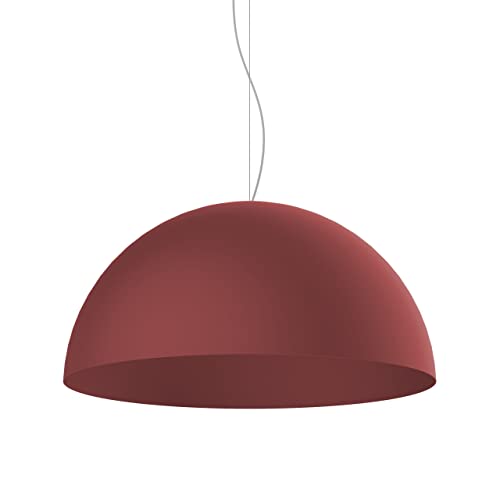 Lustre suspension métal rouge 60cm coupole E27 grand diamètre
