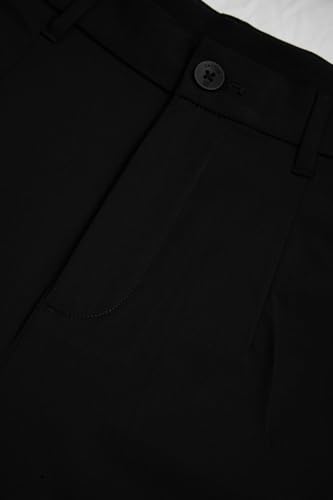 Image of SNITCH Men Formal Trousers | Regular Fit Pleated Front with Turned-Up Hem | Polyester Blend & Medium Stretch Fabric for Office & Winter Wear