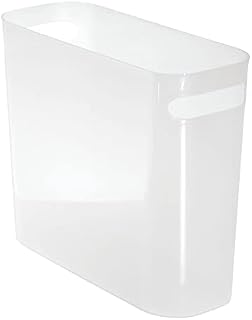 mDesign Bathroom Waste Bin - Plastic Dustbin with Handles - Modern Rubbish Bin Ideal for The Bathroom - Frost
