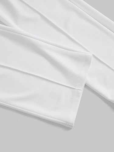 SECOLI Women's Straight Wide Leg Trousers Pants White Casual High Waist Straight Leg Pants4