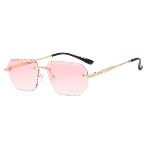 Lunettes de soleil tendance sans monture rétro verres coupés fins