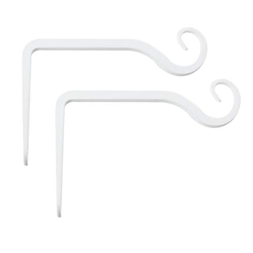 HH-LIFE 2 Stück 14,5x9,5 cm, Weiß Metall Wandhaken Hänge Halterungen, Pflanzenaufhänger Haken für den Innen und Außenbereich, Haken für Vogelfutterspender, Pflanzgefäße, Laternen, Windspiele Cover