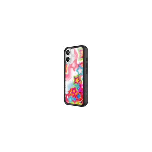 Image of Wildflower Cases - Compatible with iPhone 16 |Protective Black Bumper, 6.5ft Drop Test Certified, Women Owned Small Business | Bright Stars Red Blue Green Orange Cute Trendy | Stardust