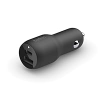 Belkin BoostCharge Doppio caricabatteria da auto rapido da 37 W, porta USB-C PPS da 25 W, porta...