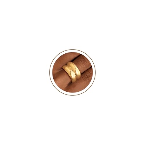 Sistble Gold Rings for Women Non Tarnish Birthday Gifts Chunky Gold Rings Size 6 Band Stackable Thick Pinky Ring Anniversary Retirement Gifts for Women Christmas Stockings Jewelry