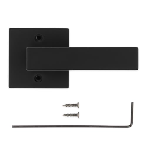 Image of Kwikset Singapore Dummy Door Handle, Single Sided Lever for Closets, French Double Doors, and Pantry, Matte Black Non-Turning Reversible Interior Push /Pull Lever, with Microban Protection