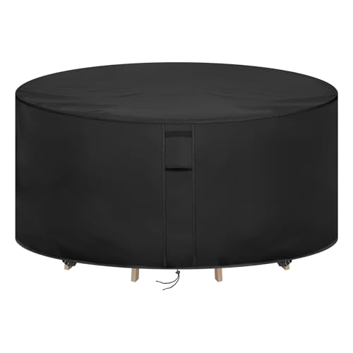 Hiticover Round Patio Furniture Covers Waterproof, 80 Inch Outdoor High Round Table Cover, Tall Bar Height Outside Table and Chairs Set Covers for Winter, Rainproof Fadeproof - 80" Dia x 36" H by Hiticover - Used condition - US$36.99