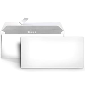 100 Briefumschläge ohne Fenster DIN Lang, 110mm x 220mm, 80g/m² Papier, weiße Briefumschläge mit grauem Innendruck für Sichtschutz, haftklebend mit abziehbarem Streifen…