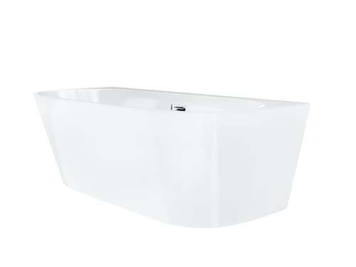 VBChome Badewanne 170x80 cm Chrom Acryl SET Premium Wand Badewanne Freistehend Badewanne Eingebauter Überlauf Siphon Inklusive Modern Komfort Elegant Top Qualität