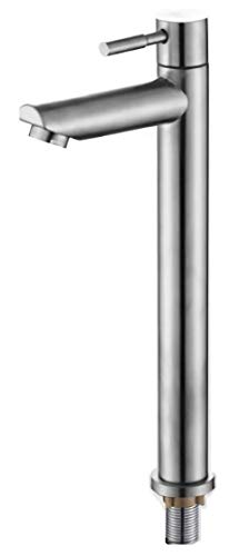 bath&bath 洗面用 B型 シングルレバー 単水栓 ステンレス製 ロング水栓 蛇口 立水栓 洗面 手洗いボウル (B型 高さ305mm 単水栓)