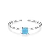 Tolldek Anillos de la amistad de oro blanco 9 K/14 K/18 K, forma abierta, anillo solitario con turquesa azul, talla 47-65, anillo para parejas Au 375/585/750, color blanco y dorado, talla 47-65, Oro