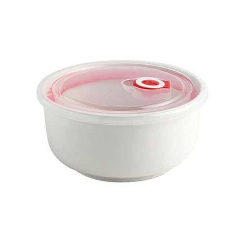 Nordic Home - Cuenco blanco puro simple y exquisito con tapa grande de 960 ml