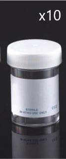 Sterilin Specimen Pot/Urine Container 60ml with plain label and lid x (10)