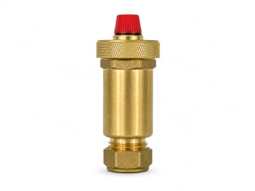 Image of 15mm Automatic Air Vent – Brass Cylinder-Style Central Heating Air Release Valve with Compression Fitting, 6 Bar - EVO