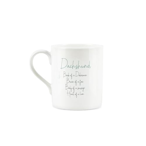 Dachshund Gift Mug - Cute Painted Sausage Dog Description Qualities - Small Bone China White Mug Coffee/Tea Present - Image 2