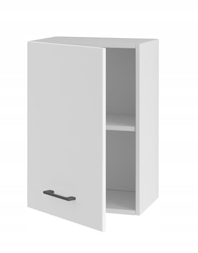 Hängender Küchenschrank 40 cm mit Türen - MDF-Material - für obere Montage - 57,3 cm hoch - flexible Türmontage (links/rechts) - ideal für kleine Küche (Weiß Matt)