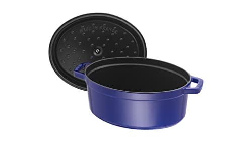 STAUB Cocotte, Gusseisen Bräter, Alle Herdarten inkl Induktion, Oval 31 cm, 5,5 L, Dunkel-Blau – Ansicht 2