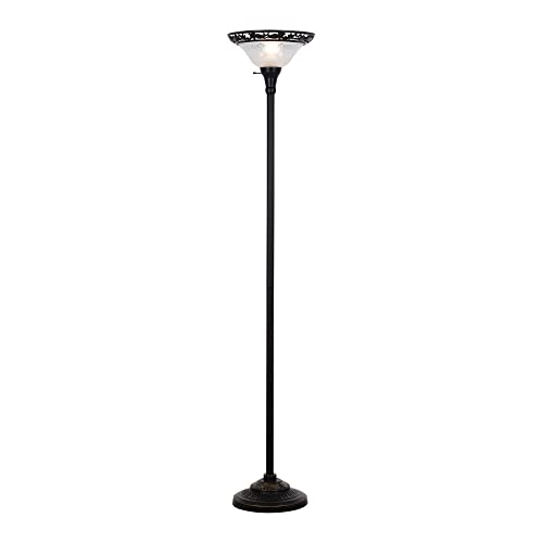 Douki 70" Victorian Floor Lamp With Etched Glass Shade In Bronze Color #TOP6