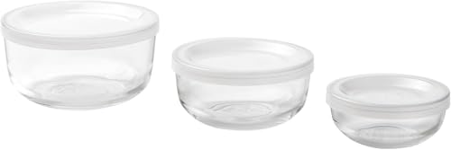 Image of Ikea BESTAMMA Food container with lid, set of 3, glass