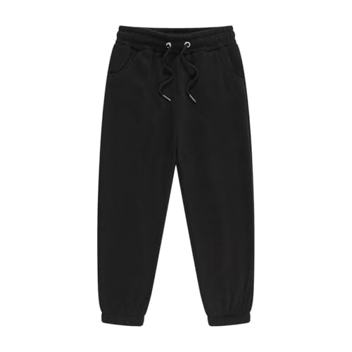 MIXLAC Boys Fleece Jog Pants Kids School PE Joggers Warm Sports Trousers Winter Bottoms Sweatpants Black 11-12Years