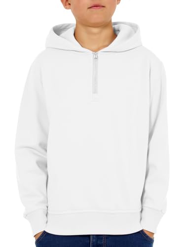 Haloumoning Boys Quarter Zip Hoodies Kids Long Sleeve Casual Pullover Sweatshirts Tops with Side Pockets 5-14 Years