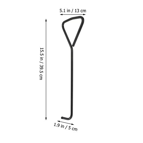 DOITOOL Manhole Hook Tool Stainless Steel Manhole Cover Hook, 15 Inch Triangle Handle Manhole Cover Lifter for Lift Manhole Cover and Drain Cover, Versatile Lifting Hook for Moving （ 15 inch Black )