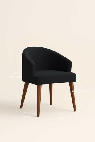 Image of WOODEN SPACE Velvetine Arm Chair for Living Room | Pure Sheesham Wood Legs & Premium Velvet Fabric | Vintage Accent Chair for Home & Office (Black)
