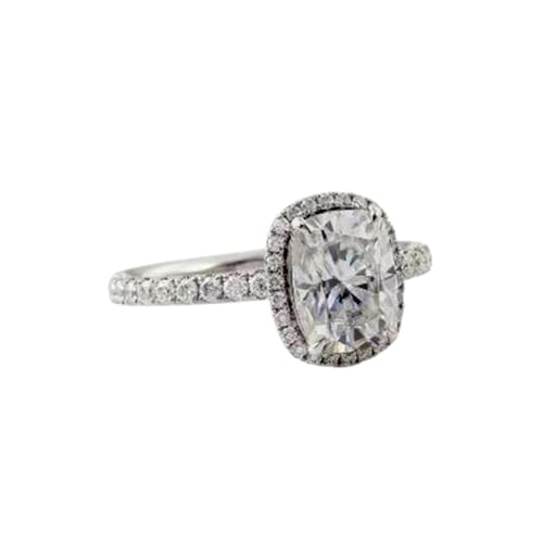 Bague de fiançailles en argent 925 et moissanite VVS éclatante pour femme