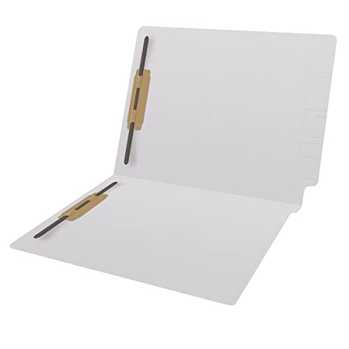 11 Pt Color Folders, Full Cut 2-Ply End Tab, Letter Size, Fasteners Pos #1 & #3, White (Box Of 50) #TOP4