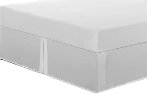 YYPZTWO Color Sólido Sabana Bajera con Volantes Blanco Sabana Bajera con Faldon Falda de Cama con Volante Suave Faldas de Cama Protector de Colchó,Blanca,Twin/100 * 190cm