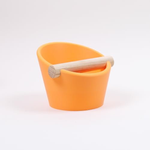 KNOCDIC Oval Coffee Knock Box, Knock Box Personalized, Unique Gift for Coffee Lovers, Strong, Durable, Impact-Resistant, Matte Mandarin Orange (Oak, Large)