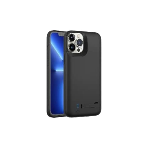 Fey Battery Case for iPhone 12 Pro Max & iPhone 13 Pro Max, 6000mAh Extended Battery Power Charging Case for iPhone 13 Pro Max & iPhone 12 Pro Max 5G 6.7" Portable Rechargeable Charger Cover, Black Cover