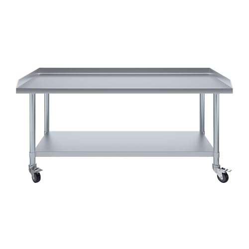 Image of AmGood Stainless Steel Equipment Stand with Undershelf + Casters, Heavy Duty, Commercial Grade, NSF (24 inch Width x 60 inch Length + Casters)