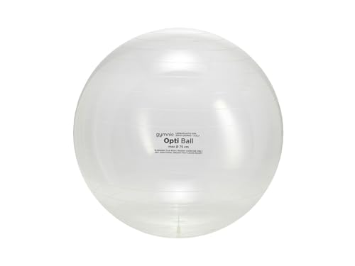 Gymnic OPTI Ball Ø 75 cm, balón Inflable Transparente para Gimnasia, Fisioterapia y rehabilitación, Ideal para Ejercicios posturales, Pilates y Actividades motoras con Control Visual