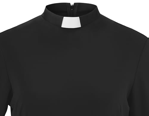 Women's Bell Sleeve Church Dress Clergy Fishtail Tab Insert Collar Priestess Dress4