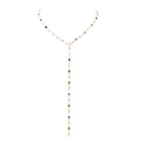 KURTCB Rhinestone Necklace for Women Boho Long Y Lariat Necklace Colorful Summer Beach Jewelry