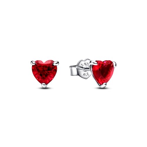 PANDORA Red Heart Stud Earrings - Gift for Her - Sterling Silver Stud Earrings with Man-Made Stones - Jewelry for Women - With Gift Box2