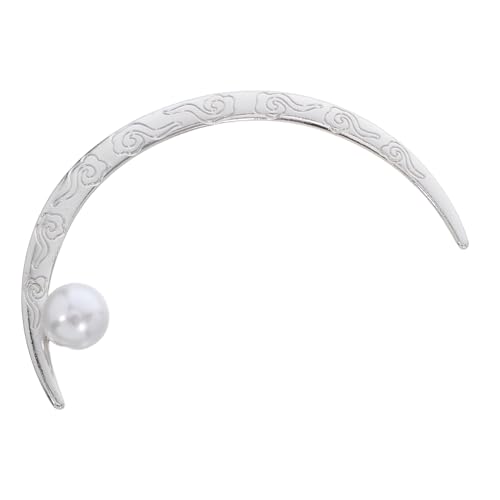 CTIRCHIU 古風ムーンヘアフォーク レディース用パール髪留め しっかり固定可能な繊細なヘアスティック 和風お団子ピン レトロスルアクセサ