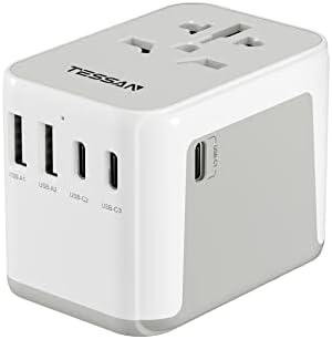 TESSAN Adapter podróżny na całym świecie, uniwersalny adapter podróżny z 2 USB i 3 USB C, międzynarodowy adapter gniazdkowy, wtyczka podróżna adapter na całym świecie do USA, Anglii, Australii