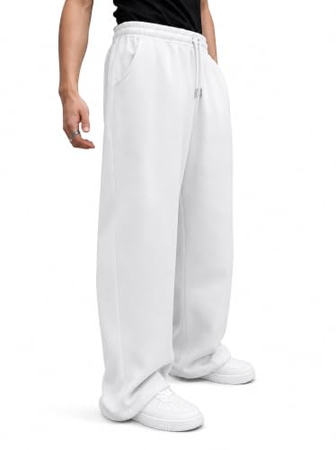 Image of Men's Premium Fleece Sweatpants, Soft Lightweight Lounge Pants with Elastic Drawstring Waist, Casual Athletic Straight-Leg Pants,