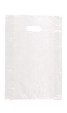 Medium High Density White Plastic Merchandise Bags - 12”W x 3”D x 18”H - Case of 1000