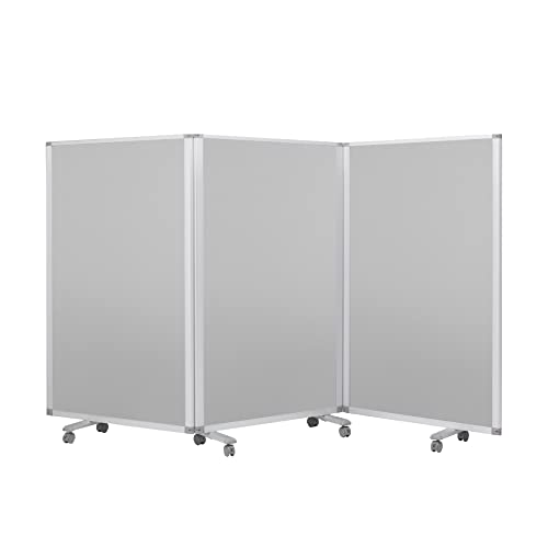 Comai 3連 パーテーション (幅2700mm×高さ1500mm) クロスタイプ (グレー/画鋲 押しピン 対応/折り畳み可能/キャスター付き 可動式) 間仕切り (オフィス/学校/会議室) TP3-1509BN-FFYY