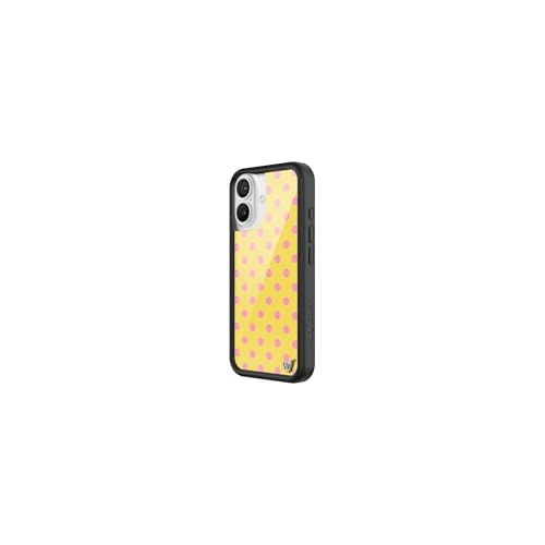 Image of Wildflower Cases - Compatible with iPhone 16 | Protective Black Bumper, 6.5ft Drop Test Certified, Women Owned Small Business | Spots Aesthetic Trendy Cute | Polka Dot - Pink and Yellow