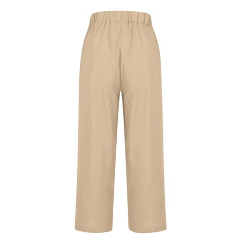 TANGNADE Women's Summer Pants Casual Cotton Linen Wide Leg Cropped Palazzo Pant Loose Elastic Waist Beach Outfits Trendy4