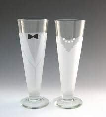 PDTXCLS HOMIEBUDS Aeiniwer Bride & Groom Pilsner Glass Set by Asta Glass