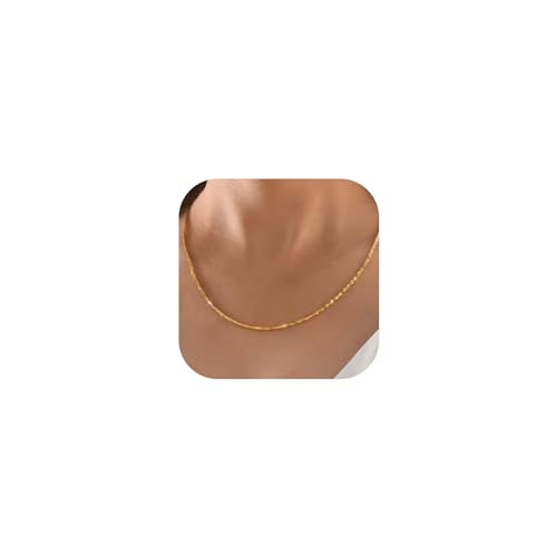 GIFT4U Gold Necklace for Women, Shiny Chain Necklace for Women, Gold Shiny Chain Necklace Choker Necklace, Gold Jewelry, Thin Gold Necklace Chain,22 Inch Necklace for Women