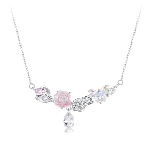 Collier papillon argent 925 anti-allergie avec pierre de naissance