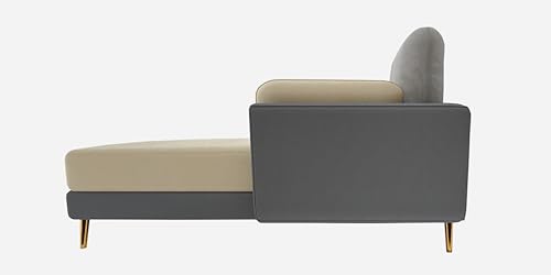 Image of Black Wood Modern Velvet LHS Sectional Sofa (3 + Lounger) with Extra Luxury Comfort for Bedroom, Living Room, Dining Room, Drawing Room, Home Office in Bug Resistant Wood Structure